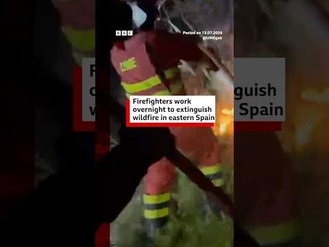 Firefighters work overnight to extinguish wildfire in eastern Spain. #Wildfires #Spain #BBCNews