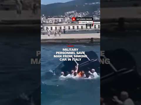 Military personnel save man from sinking car in Italy