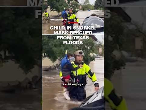 Child in snorkel mask rescued from Texas floods