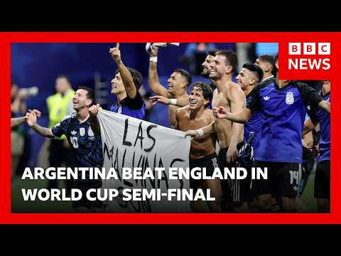 Argentina could face action over Falklands banner after beating England at World Cup | BBC News