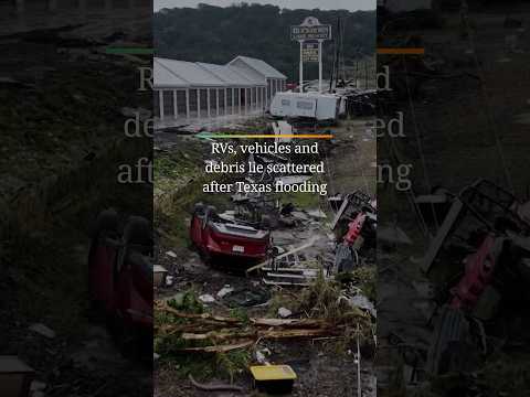 RVs, vehicles and debris lie scattered after Texas flooding