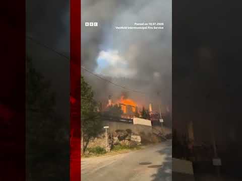 Helicopters dump water as huge Norway fire destroys homes. #Europe #BBCNews
