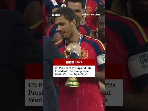 Donald Trump and Fifa president present World Cup trophy to Spain. #WorldCup #BBCNews