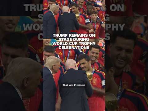 Trump remains on stage during World Cup trophy celebrations