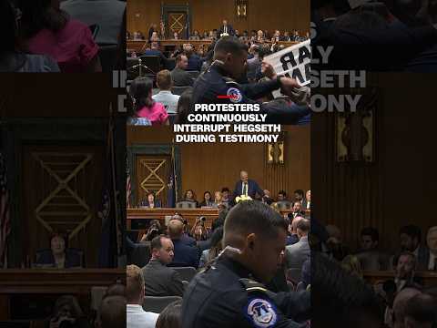 Protesters continuously interrupt Hegseth during testimony