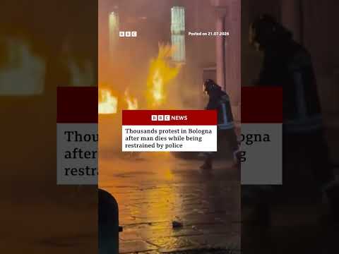 Dozens hurt in Bologna protests after man dies while being restrained by police. #Bologna #BBCNews