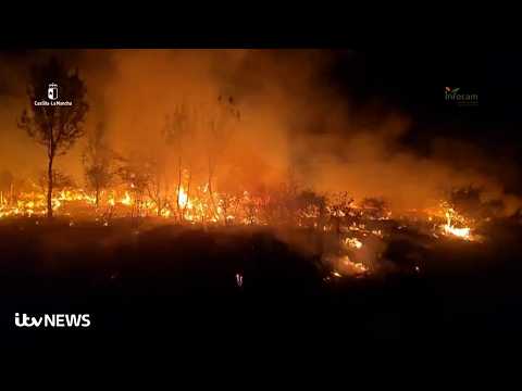 Dramatic scenes as Spain faces one of its largest wildfires on record