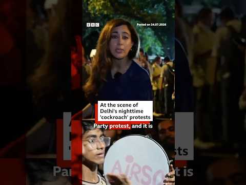 At the scene of Delhi’s nighttime ‘cockroach’ protests. #India #BBCNews