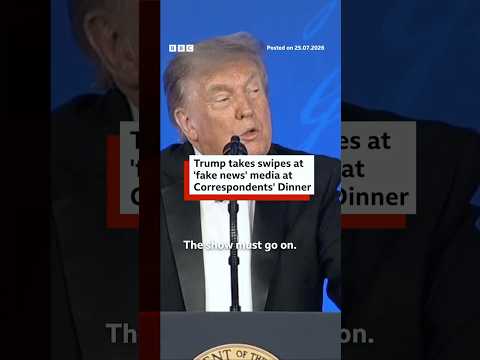 Trump takes swipes at ‘fake news’ media at Correspondents’ Dinner. #BBCNews