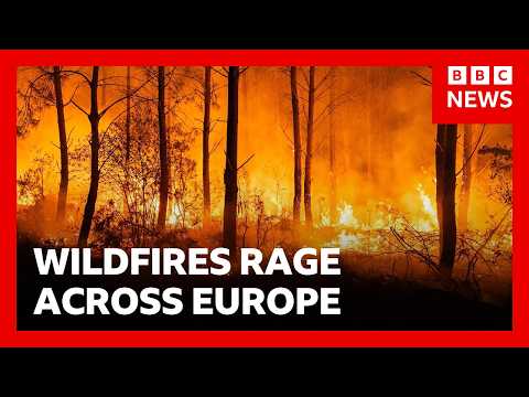 Firefighters battle to contain France and Spain wildfires as thousands evacuated | BBC News