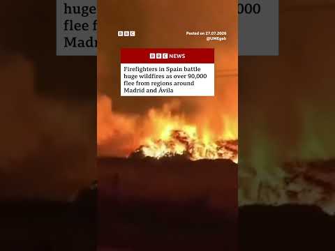 Firefighters in Avila Province, Spain, battle huge wildfires. #Spain #Wildfires #BBCNews
