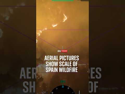 ‘Like a river of lava’: Aerial pictures show scale of Spain wildfire