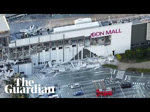 Aerial footage shows collapsed buildings after 7.1 magnitude Japan earthquake