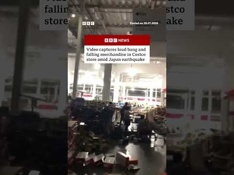 Video captures loud bang and falling merchandise in Costco store amid Japan earthquake. #BBCNews