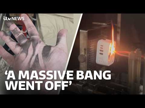 This man’s travel adaptor exploded when he plugged it in
