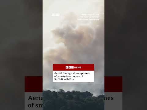Aerial footage shows plumes of smoke from scene of wildfire in Suffolk, UK. #Wildfire #BBCNews
