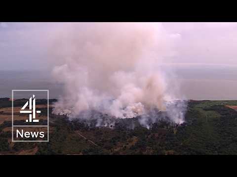 UK wildfire burns just miles from nuclear power station