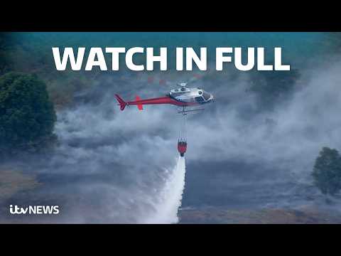 Dramatic aerial footage shows fire crews attempting to contain Suffolk fire