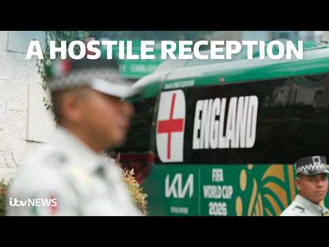 Riot police guard England’s team hotel in Mexico City ahead of World Cup match