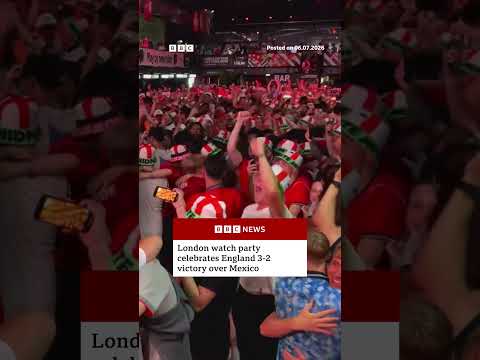 Fans in London celebrate England’s 3-2 World Cup victory over Mexico. #WorldCup #BBCNews
