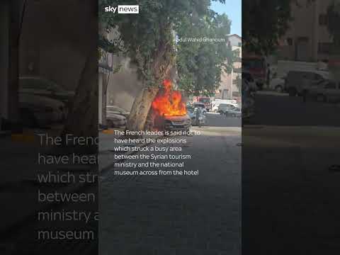 Explosions near Macron’s hotel in Damascus