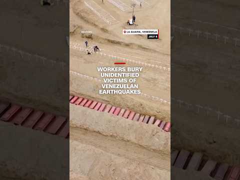 Workers bury unidentified victims of Venezuelan earthquakes