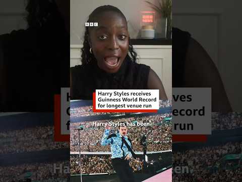 Harry Styles receives Guinness World Record for longest Wembley Stadium run. #BBCNews