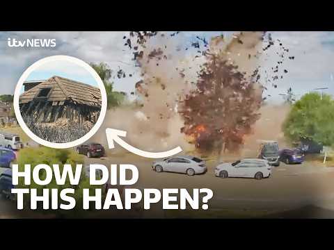 Watch the moment bungalow destroyed in massive explosion