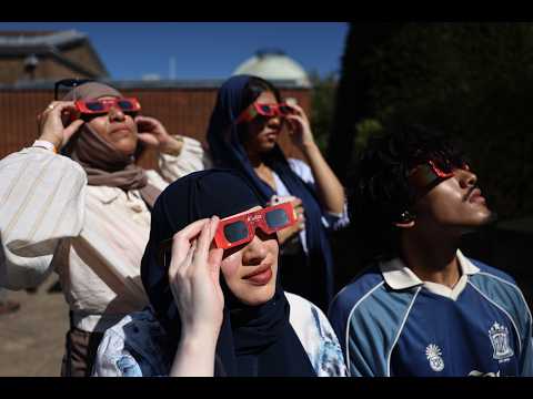 Thousands gather across Europe for a total solar eclipse – watch live