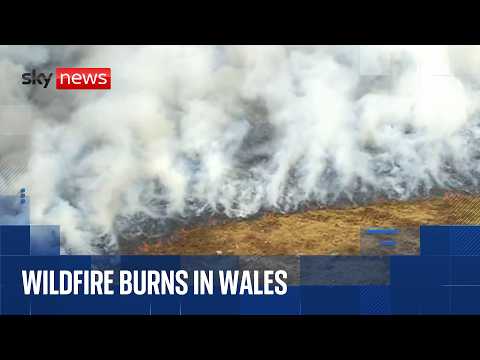 Wales wildfire sends smoke plumes into the air