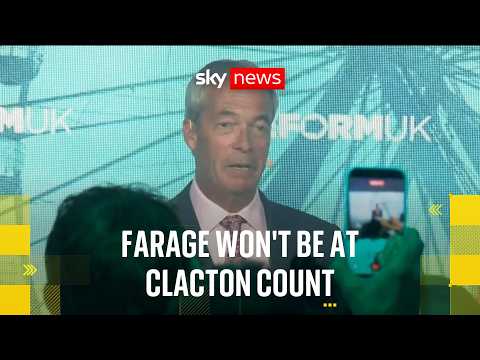 Farage says he won’t attend Clacton count – and claims there are plans to disrupt declaration