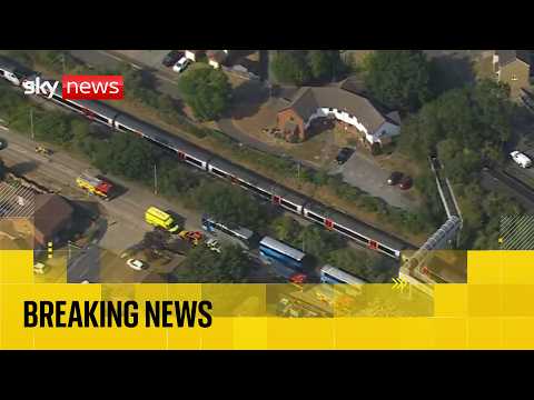 Helicopter footage shows Wickford train derailment