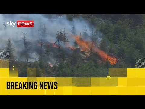 Wildfires burn in Wales
