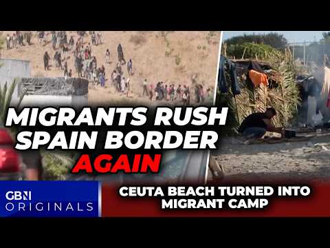 WATCH: Migrants rush Spanish border AGAIN as beaches turned into CAMPS with men living in SHACKS