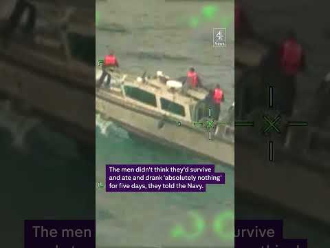 Moment two fishermen rescued after five days at sea in a cool box