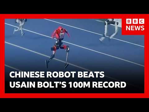 Historic first as Chinese robot beats Usain Bolt’s 100m world record at Beijing games | BBC News