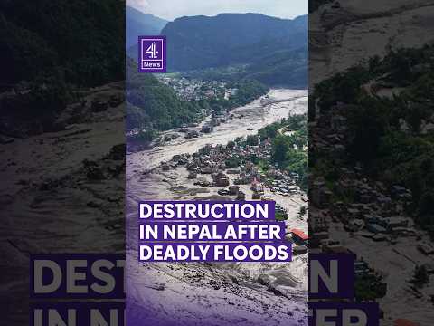 Aerial footage shows destruction after deadly flash floods in Nepal