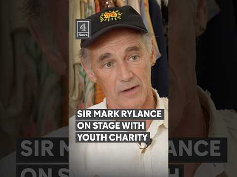 Sir Mark Rylance on stage with youth charity