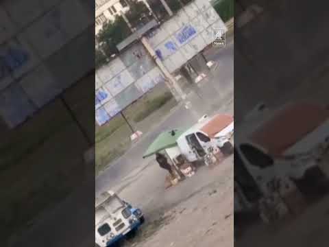 Police video shows Russian drone chasing Ukrainian man #Ukraine #Russia #War #Drone