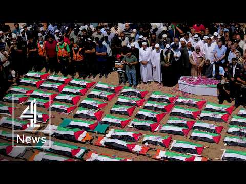 Mass funeral in Gaza for 112 people killed in Israeli airstrikes