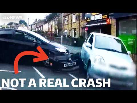 Watch how scammers make millions of pounds by staging fake car crashes