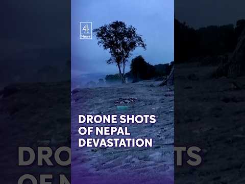 Drone footage shows devestation after Nepal floods