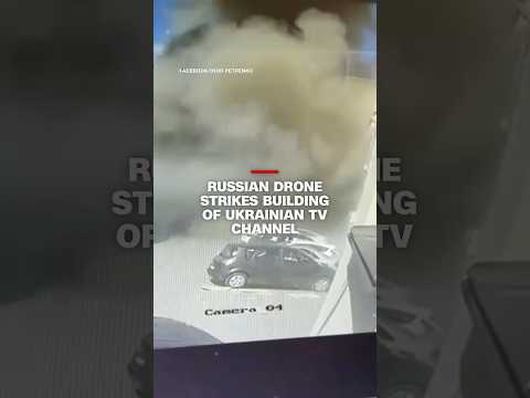 Russian drone strikes building of Ukrainian TV channel