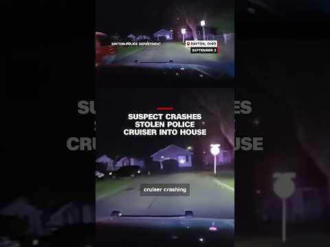 Suspect crashes stolen police cruiser into house