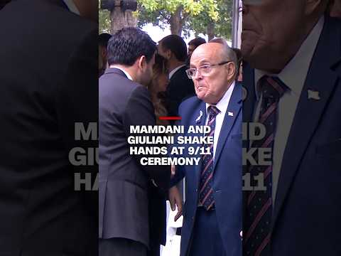 Mamdani and Giuliani shake hands at 9/11 ceremony