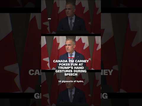 Canada PM Carney pokes fun at Trump’s hand gestures during speech