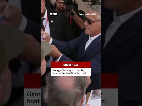 George Clooney arrives by boat at Venice Film Festival. #Showbiz #CelebNews #BBCNews