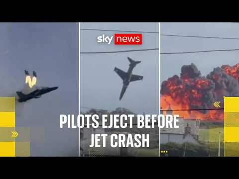 Dramatic footage shows jet crashing in Wales