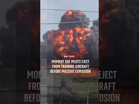 Moment RAF pilots eject from training aircraft before massive explosion