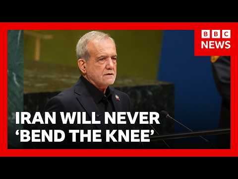 Iran’s president tells Donald Trump his country will never ‘bend the knee’ | BBC News